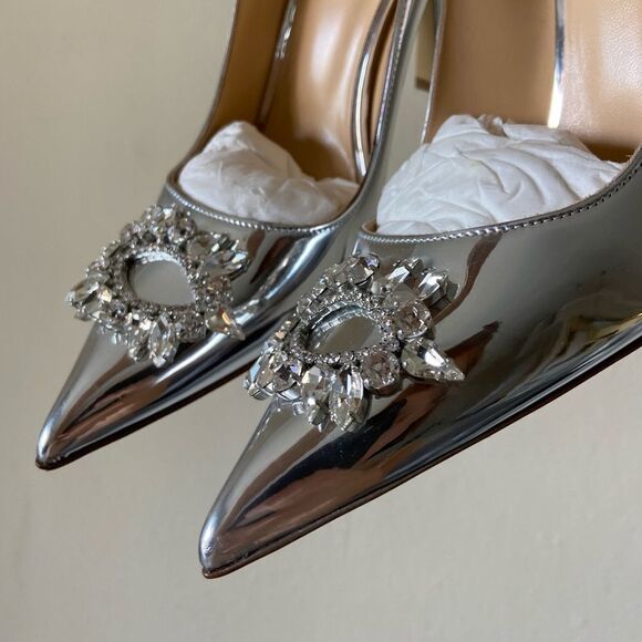 Nalebe Lirum By Amina Means Mirror Silver Pumps Crystals Size 7 - Picture 13 of 15
